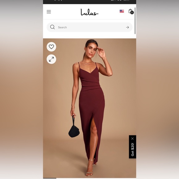 Lulus Sweetest Admirer Burgundy Ruched Surplice Maxi Dress. Size Small - Picture 2 of 6